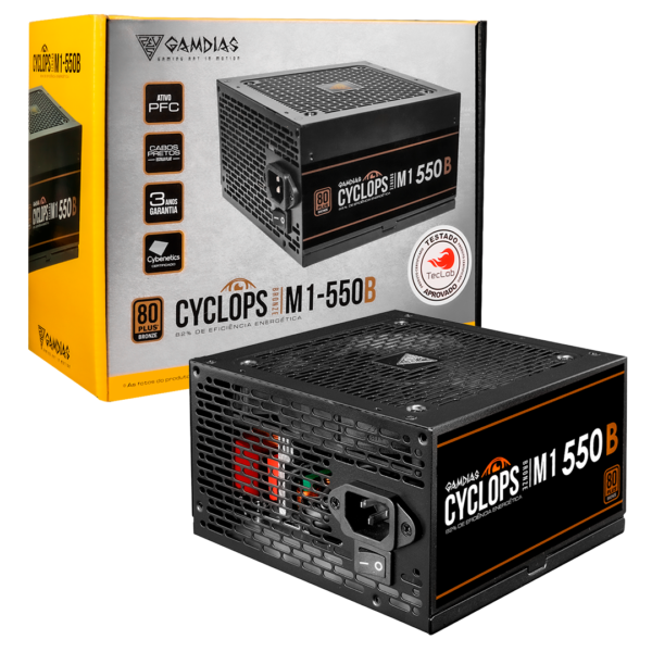 FONTE GAMDIAS CYCLOPS M1-550B WATTS 80 PLUS BRONZE SEM CABO