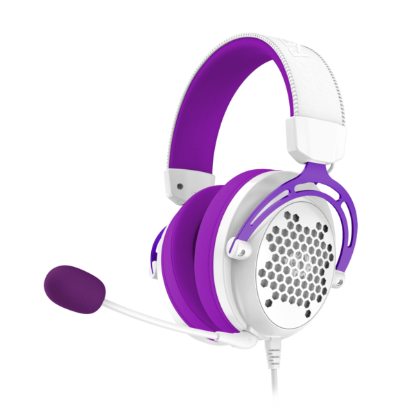 HEADSET GAMER REDRAGON DIOMEDES BRANCO COM ROXO - Imagem 5