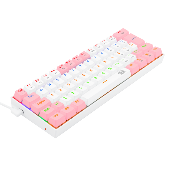 TECLADO GAMER REDRAGON LAKSHMI RAINBOW BRANCO E ROSA COM SWITCH MARROM - Imagem 4