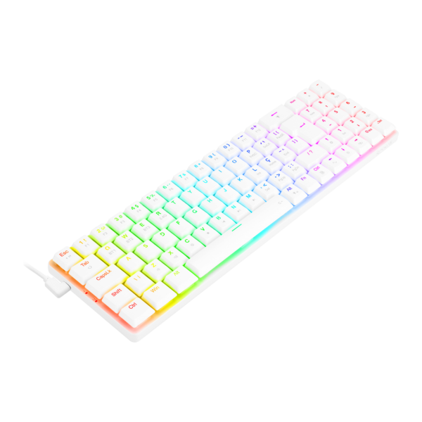 TECLADO MECANICO GAMER ASHE PRO RGB BRANCO SWITCH MARROM SEM FIO (2.4/BT) - Imagem 5