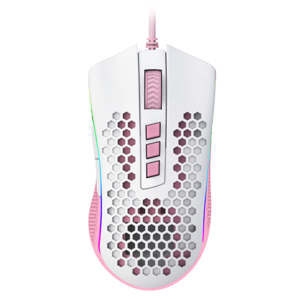 MOUSE GAMER REDRAGON STORM RGB BRANCO COM ROSA