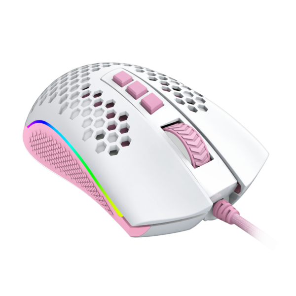 MOUSE GAMER REDRAGON STORM RGB BRANCO COM ROSA - Image 5