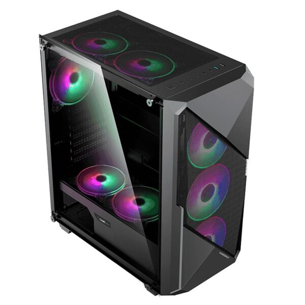 GABINETE GAMER MICRO ATX/ ATX/ ITX SEM FONTE REVOLT PRETO GAMEMAXX