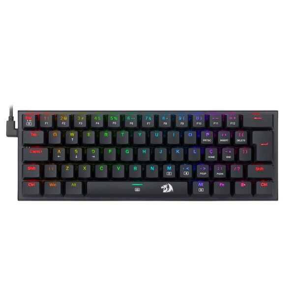 TECLADO MECANICO GAMER REDRAGON ANIVIA PRETO RGB COM SWITCH MARROM ABNT-2 - Imagem 2