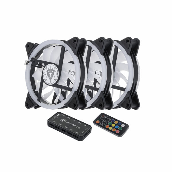 KIT 3X FAN COOLER RGB 120X120 CONTROLE REMOTO E CONTROLADORA KCF3-01- ARMETS