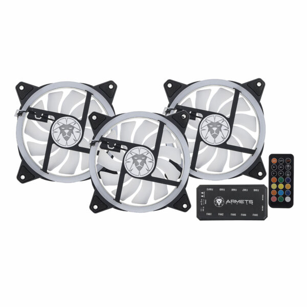 KIT 3X FAN COOLER RGB 120X120 CONTROLE REMOTO E CONTROLADORA KCF3-01- ARMETS - Imagem 2