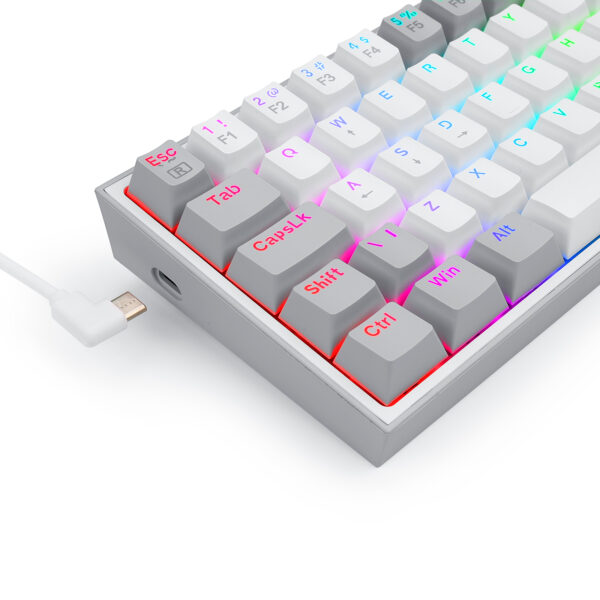 TECLADO MECANICO GAMER FIZZ RGB BRANCO E CINZA SWITCH AZUL - Imagem 7