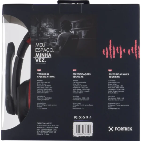 HEADSET GAMER FORTREK SPIDER BLACK PT/VM - Imagem 11