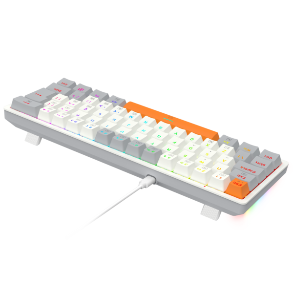 TECLADO MECANICO GAMER AKALI KEYCAPS BRANCO, CINZA E LARANJA RGB SWITCH MARROM - Imagem 4