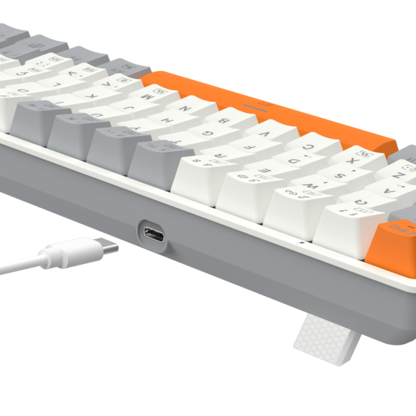 TECLADO MECANICO GAMER AKALI KEYCAPS BRANCO, CINZA E LARANJA RGB SWITCH MARROM - Imagem 5