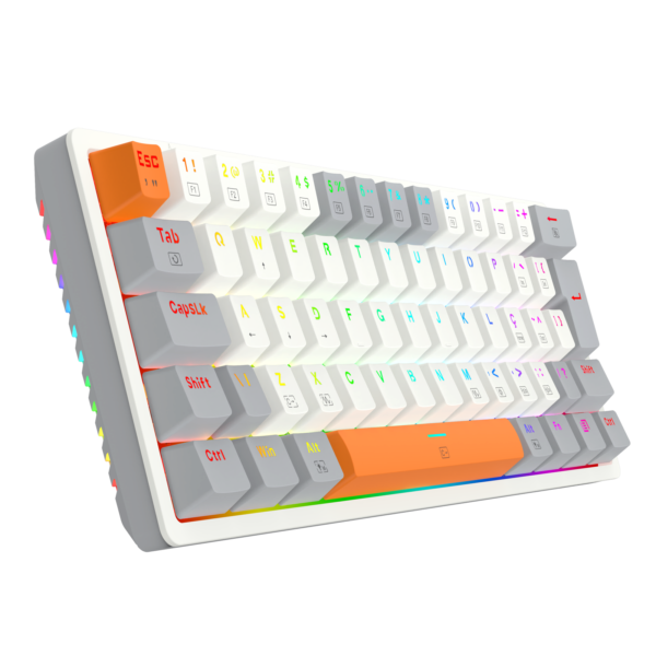 TECLADO MECANICO GAMER AKALI KEYCAPS BRANCO, CINZA E LARANJA RGB SWITCH MARROM - Imagem 7