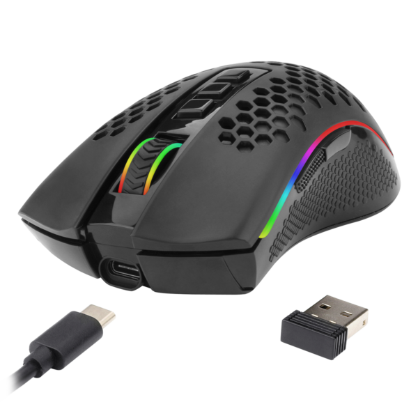 MOUSE GAMER REDRAGON STORM PRO RGB WIRELESS PRETO - Imagem 4